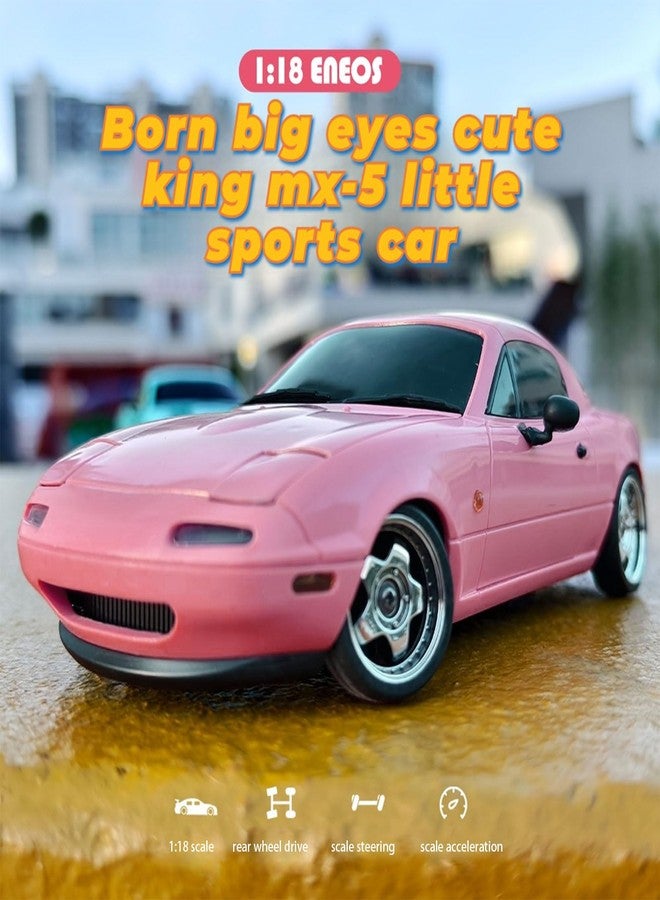 FLYCOLOR LD1804 RC Drift Car 1:18 Scale Mini MX-5 RWD 2.4GHz Miata RC Vehicles with Gyro and LED Lights for Adults Hobby Toys (Pink) - Image 2