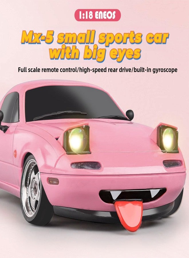 FLYCOLOR LD1804 RC Drift Car 1:18 Scale Mini MX-5 RWD 2.4GHz Miata RC Vehicles with Gyro and LED Lights for Adults Hobby Toys (Pink) - Image 3