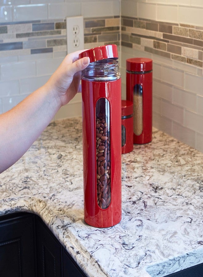 Anchor Hocking Palladian Window Cylinder Jars, Mixed Sizes, Cherry, Set of 4 - Image 3