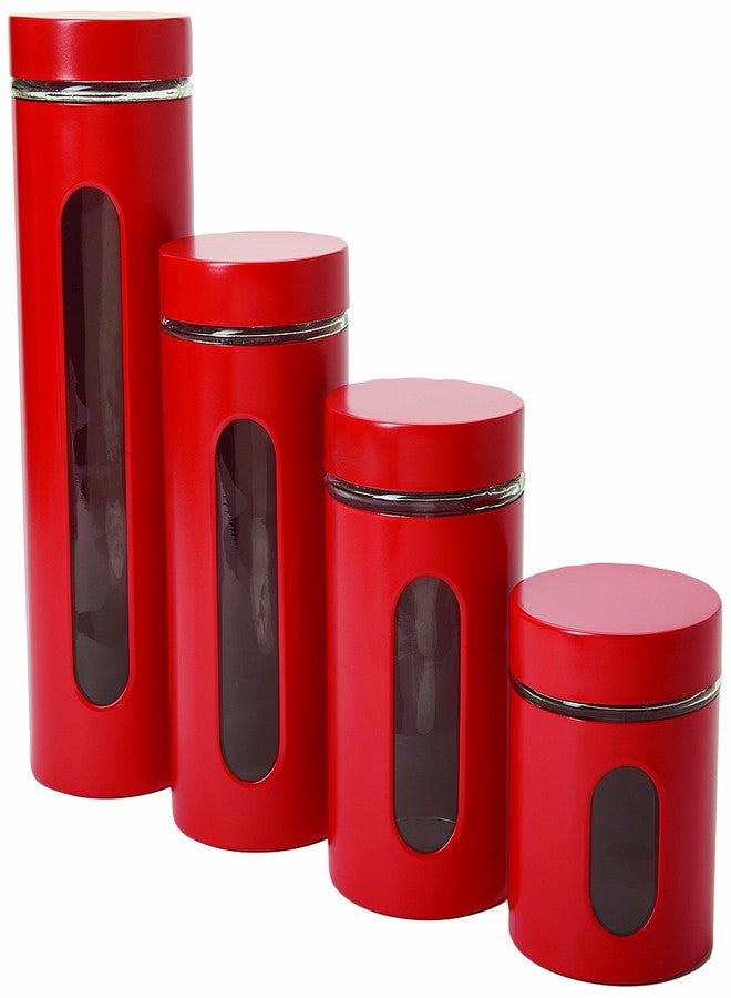 Anchor Hocking Palladian Window Cylinder Jars, Mixed Sizes, Cherry, Set of 4 - Image 1