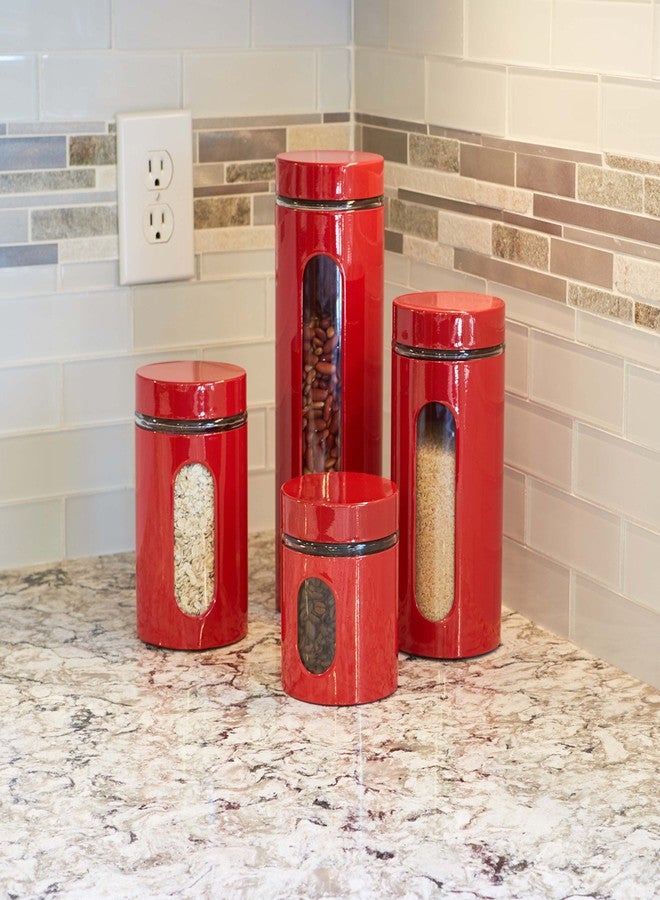 Anchor Hocking Palladian Window Cylinder Jars, Mixed Sizes, Cherry, Set of 4 - Image 2