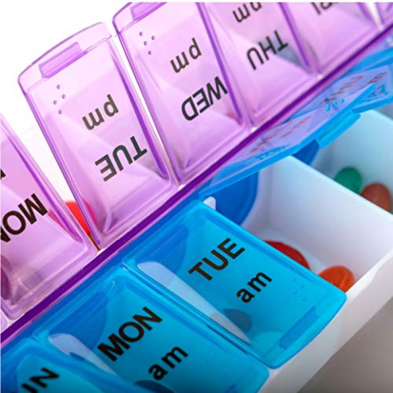 14 Compartments Pill Box Organizer Case 7 Daily AM PM Slot Contoured Design - Weekly Medication Planner Push Button Translucent Lids for Travel Purse - Image 3
