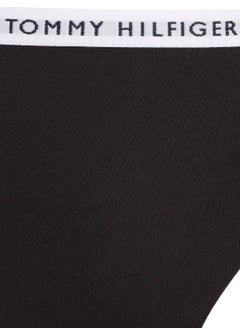 TOMMY HILFIGER Women's 3-Pack Logo Waistband Thongs Underwear Bottoms, Black  - Image 5