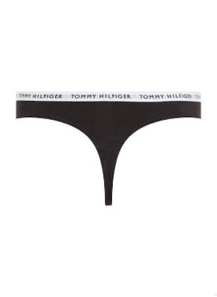 TOMMY HILFIGER Women's 3-Pack Logo Waistband Thongs Underwear Bottoms, Black  - Image 4