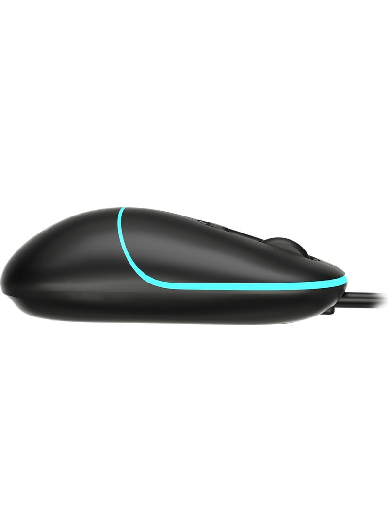 lecoo - Lenovo MS110 USB Wired RGB 2400DPI 4-Button Silent Click Optical Mouse Black - Image 1