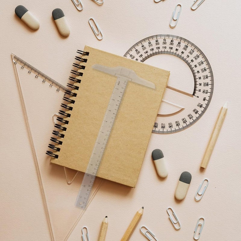 قطعتان مسطرة على شكل T شفافة بمقياس سنتيمتر لمستلزمات الرسم للطلاب ومكتب المدرسة - Image 4