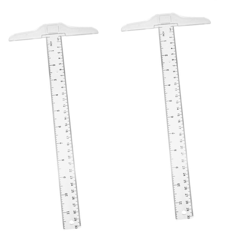 قطعتان مسطرة على شكل T شفافة بمقياس سنتيمتر لمستلزمات الرسم للطلاب ومكتب المدرسة - Image 2