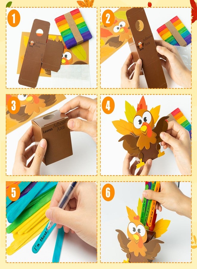 BeYumi Fall Thankful Turkey Craft - 16Pcs Thankful Turkey Jar Craft Kit DIY Religious Prayer Jar with Popsicle Stick Thanksgiving Gratitude Paper Box School Fun Activities for Kids - Image 3