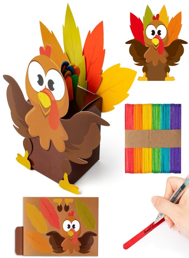 BeYumi Fall Thankful Turkey Craft - 16Pcs Thankful Turkey Jar Craft Kit DIY Religious Prayer Jar with Popsicle Stick Thanksgiving Gratitude Paper Box School Fun Activities for Kids - Image 1