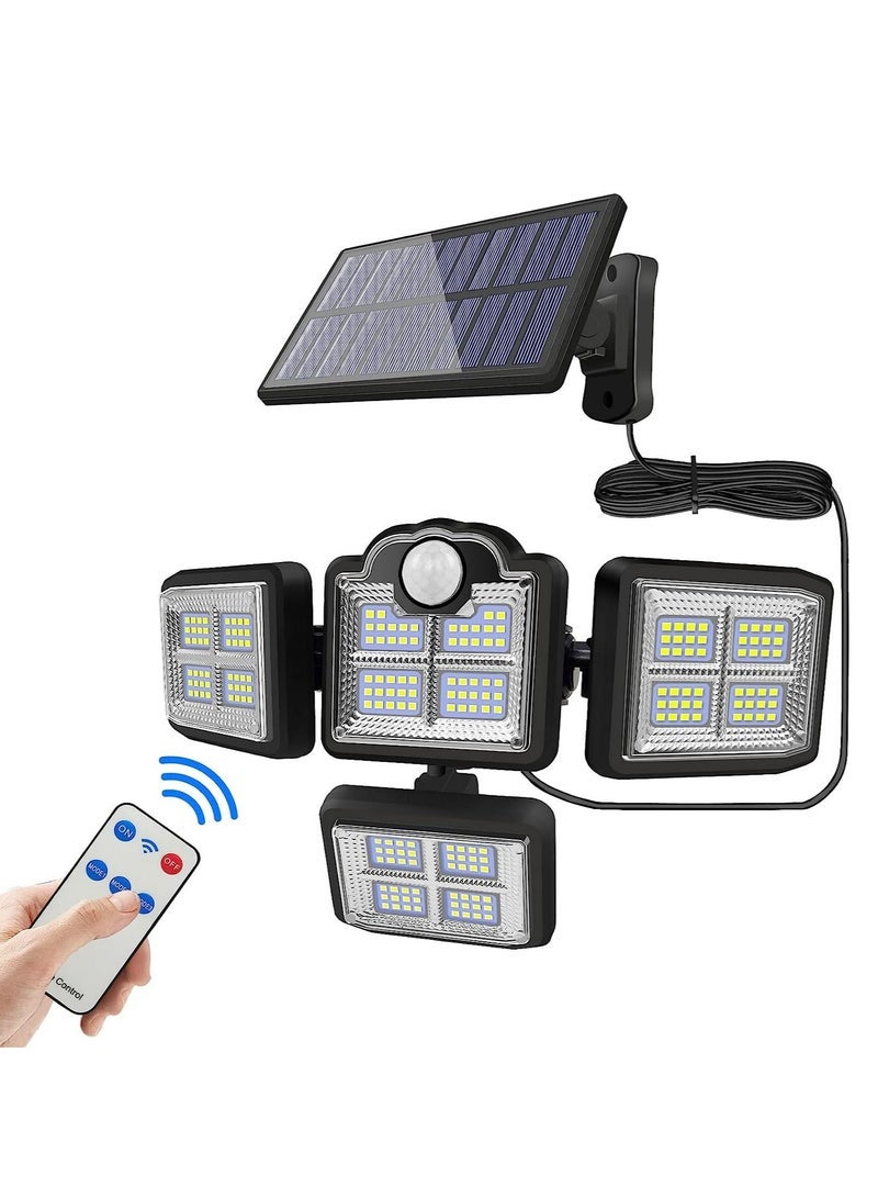 Captaintech Solar Lights Outdoor, Motion Sensor Security Lights, Separate Solar Panel, 4 Adjustable Head, 198 LED 300° Wide Angle, Waterproof Wall Lights for Porch Yard Garage Pathway  - Image 1