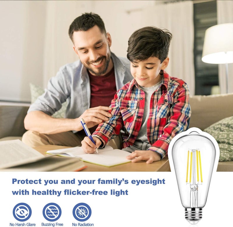 BesLowe Vintage LED Edison Light Bulbs Dimmable 12 Pack, 60W Equivalent, 5000K Daylight White - Image 5