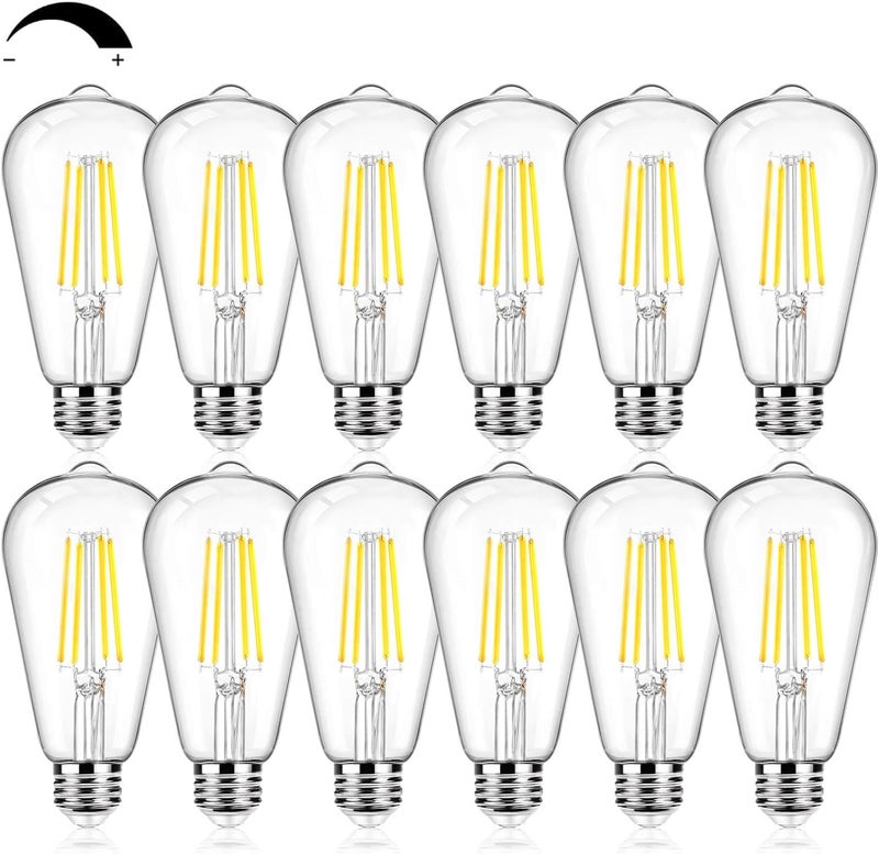BesLowe Vintage LED Edison Light Bulbs Dimmable 12 Pack, 60W Equivalent, 5000K Daylight White - Image 1