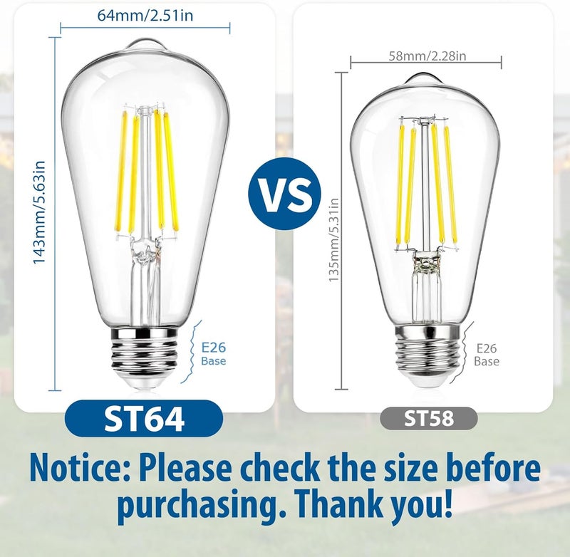BesLowe Vintage LED Edison Light Bulbs Dimmable 12 Pack, 60W Equivalent, 5000K Daylight White - Image 2