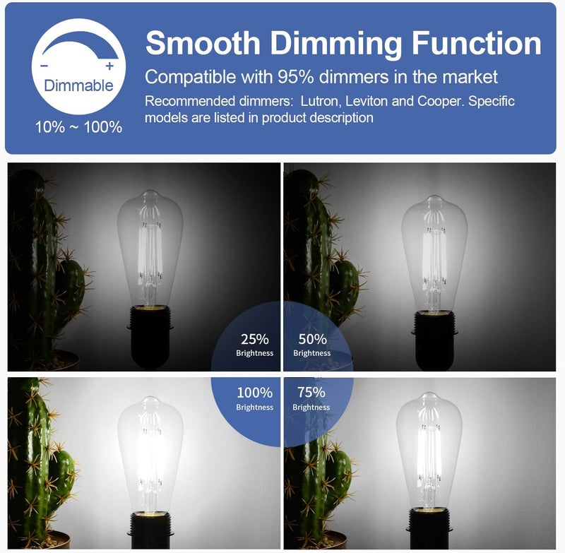 BesLowe Vintage LED Edison Light Bulbs Dimmable 12 Pack, 60W Equivalent, 5000K Daylight White - Image 3