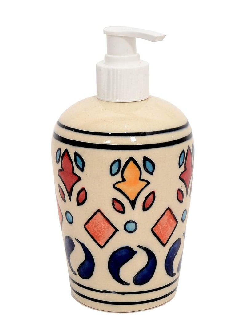 Skywalk Hand Painted Ceramic Liquid Soap Dispenser for Bathroom & Kitchen 250 ml