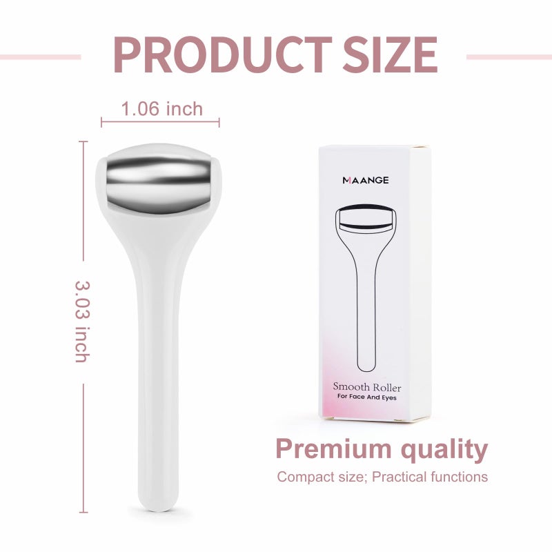 MAANGE Mini Eye & Face Rollers for Eye Massager, Stainless Steel Eye Ice Roller for Relief Puffiness Migraine Skincare Facial Roller (White) - Image 3
