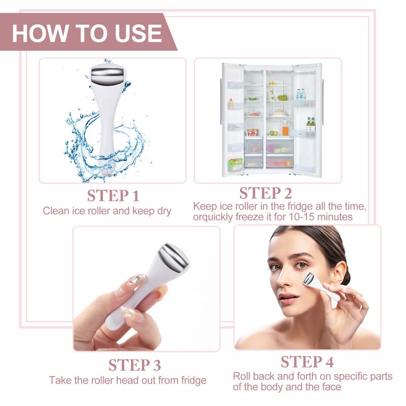 MAANGE Mini Eye & Face Rollers for Eye Massager, Stainless Steel Eye Ice Roller for Relief Puffiness Migraine Skincare Facial Roller (White) - Image 5
