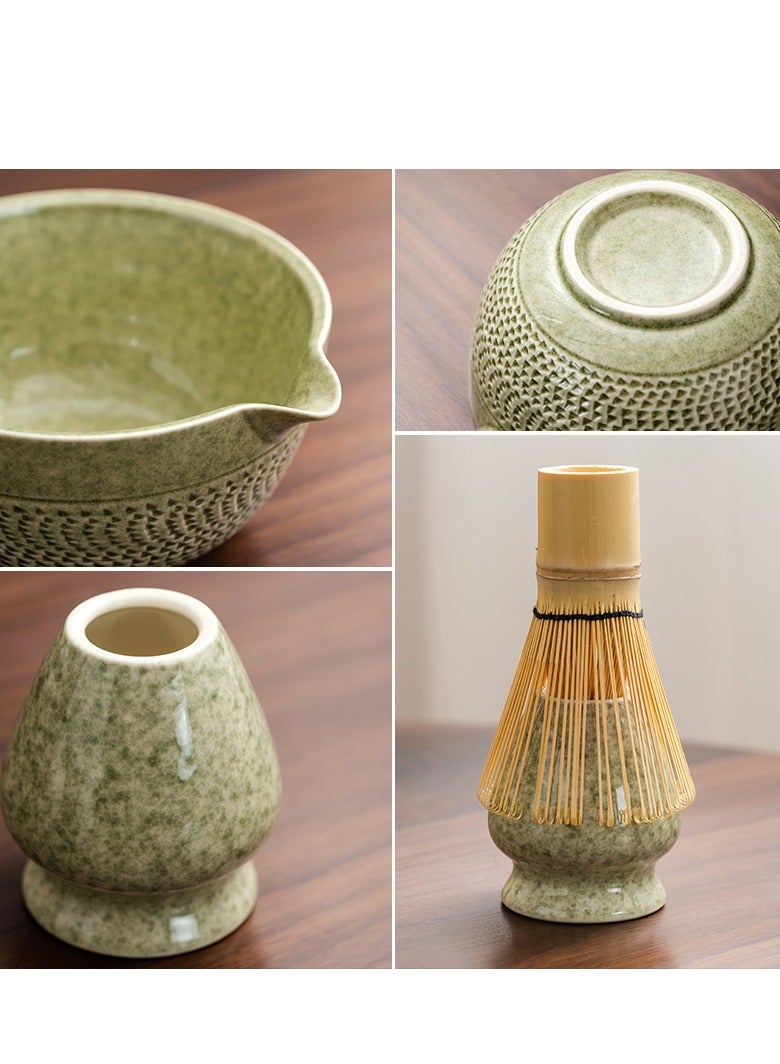 KINGMAZI Matcha Set -Matcha Whisk and Bowl Set, 7pcs Matcha Kit Tea Set include Bamboo Whisk, Matcha Bowl, Scoop & Whisk with Holder, Sifter, Towel for Matcha Making Starter Kit Gift (Green) - Image 5