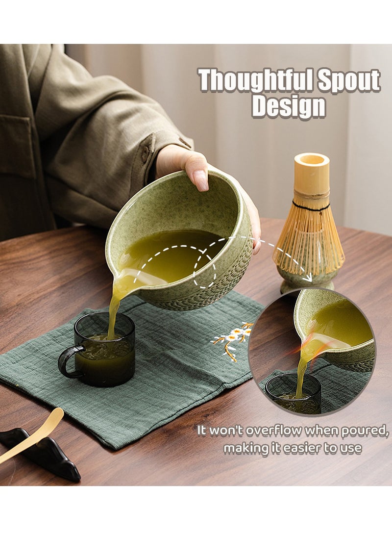 KINGMAZI Matcha Set -Matcha Whisk and Bowl Set, 7pcs Matcha Kit Tea Set include Bamboo Whisk, Matcha Bowl, Scoop & Whisk with Holder, Sifter, Towel for Matcha Making Starter Kit Gift (Green) - Image 4