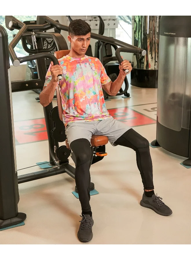 Campus Sutra Men's Multicolour Abstract Activewear T-Shirt