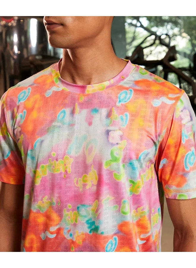 Campus Sutra Men's Multicolour Abstract Activewear T-Shirt