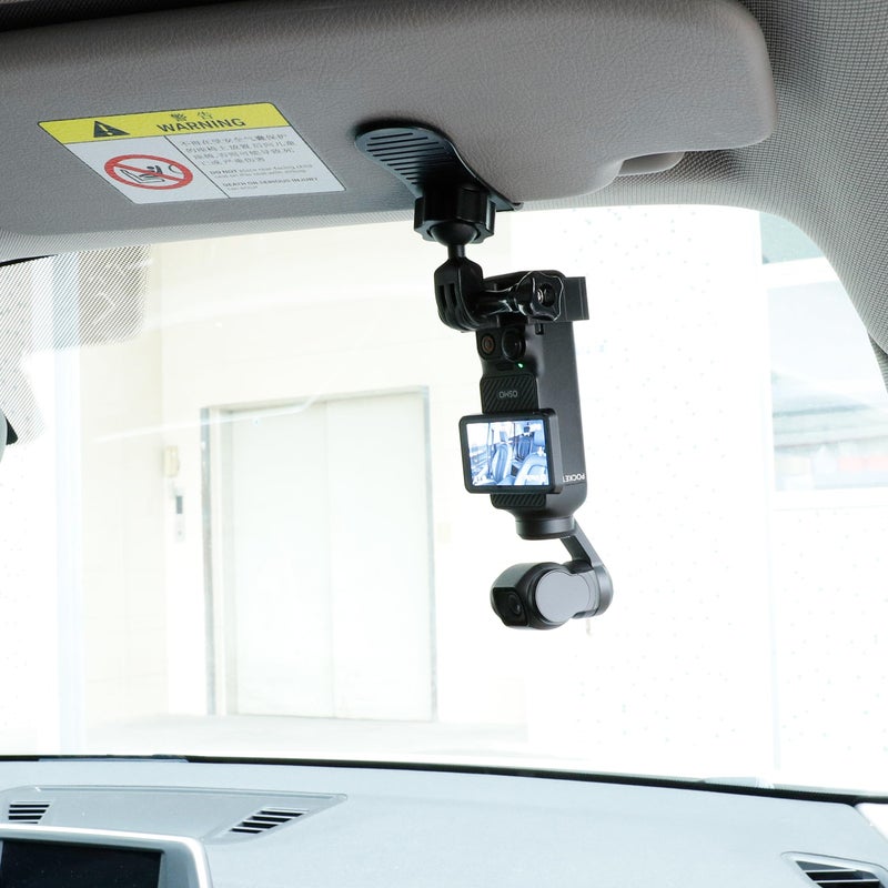 PellKing Car Visor Camera Mount for DJI Osmo Pocket 3-360Â° Adjustable Dashboard Vlog Kit, Perfect for Driving POV Videos, Travel Vlogging & Road Recording - Image 1