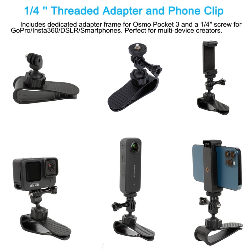 PellKing Car Visor Camera Mount for DJI Osmo Pocket 3-360Â° Adjustable Dashboard Vlog Kit, Perfect for Driving POV Videos, Travel Vlogging & Road Recording - Image 5