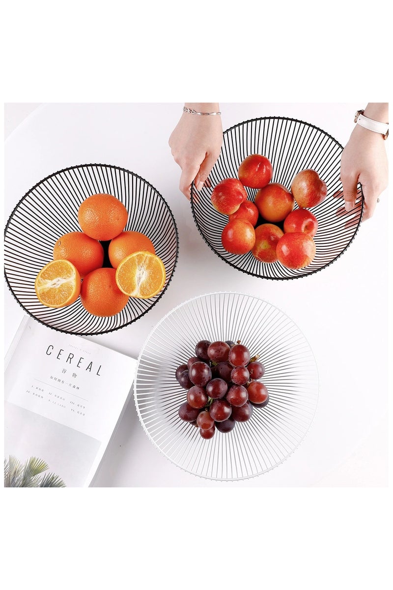 AceLuste Fruit Serving Basket Large Mental  Fruit and Vegetable Storage Organizer for Kitchen Living Room, Non-Slip Base 3700ml, Black - Image 5