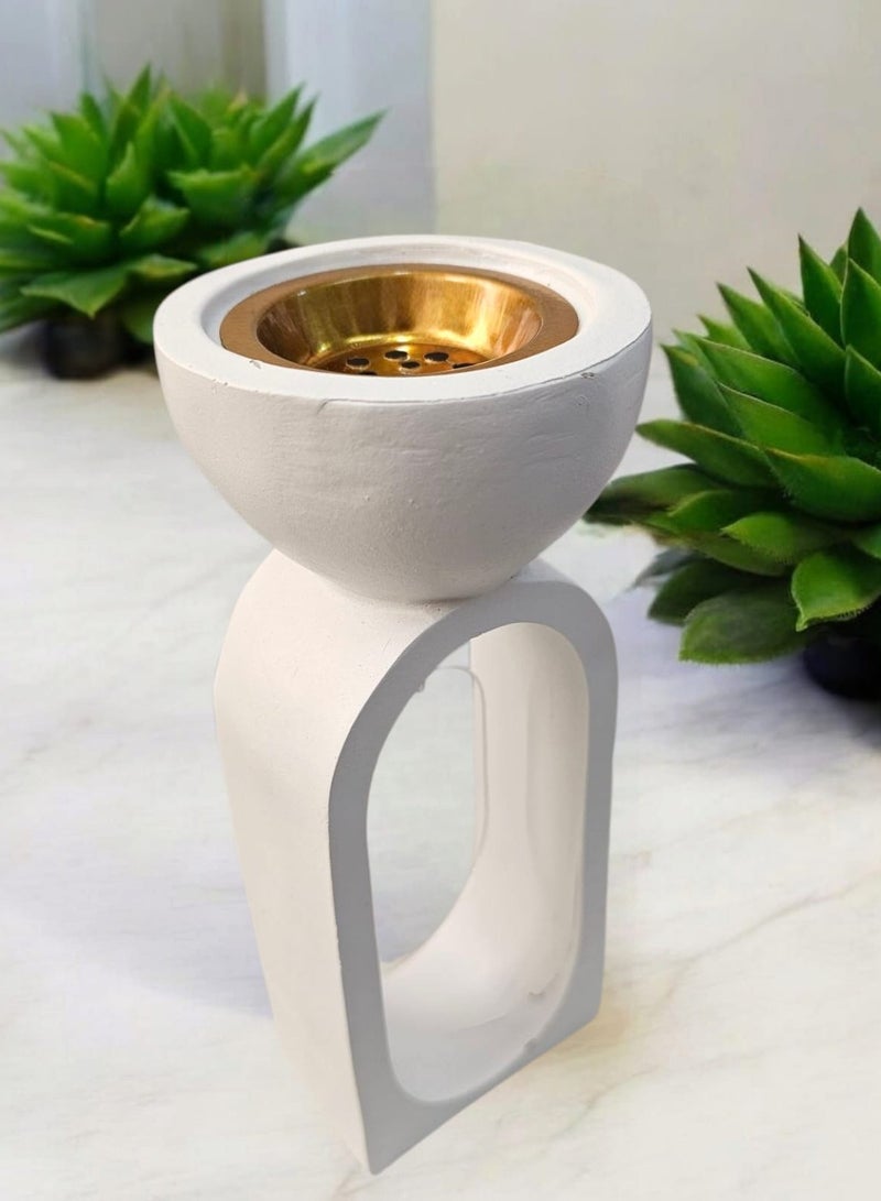 2 in 1 Handmade Lncense Burner And Candlestick, White  - Image 1
