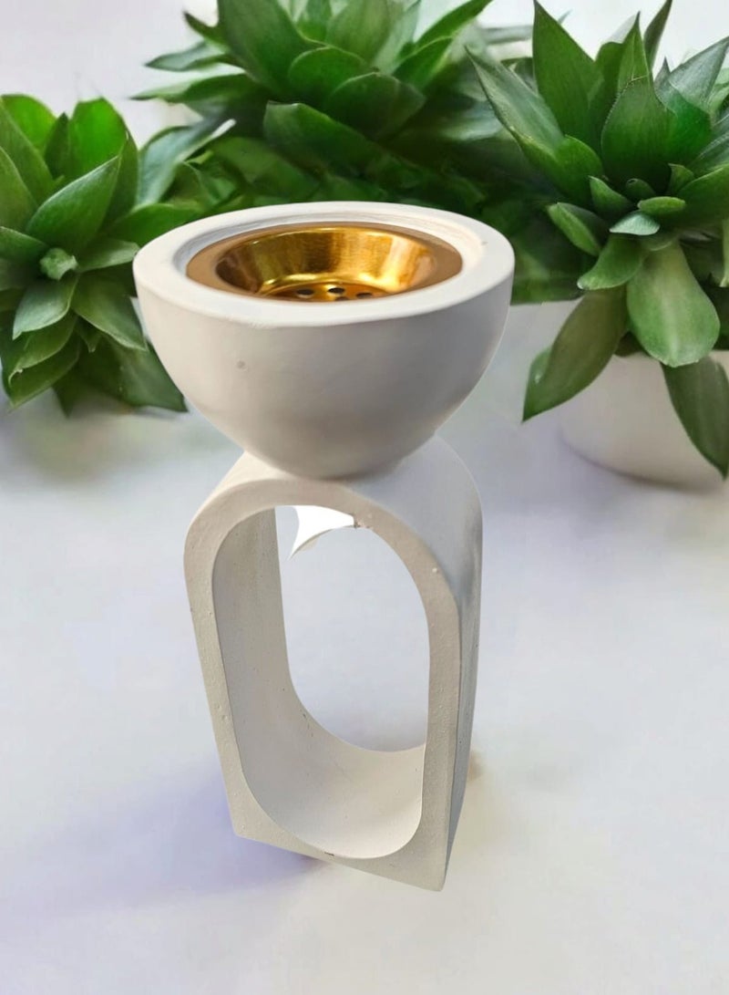 2 in 1 Handmade Lncense Burner And Candlestick, White  - Image 2