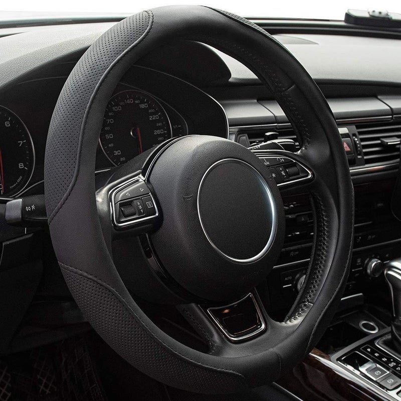 Microfiber Steering Wheel Cover 14.5-15 inch Anti-slip Breathable Odorless Universal - Image 3