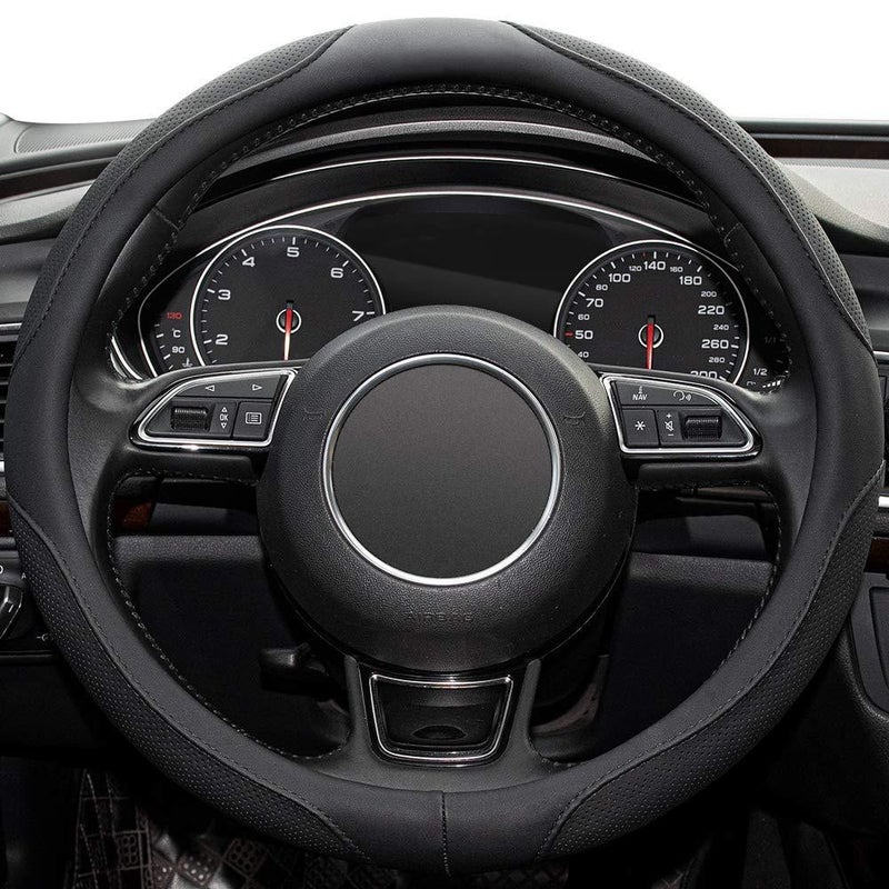 Microfiber Steering Wheel Cover 14.5-15 inch Anti-slip Breathable Odorless Universal - Image 1