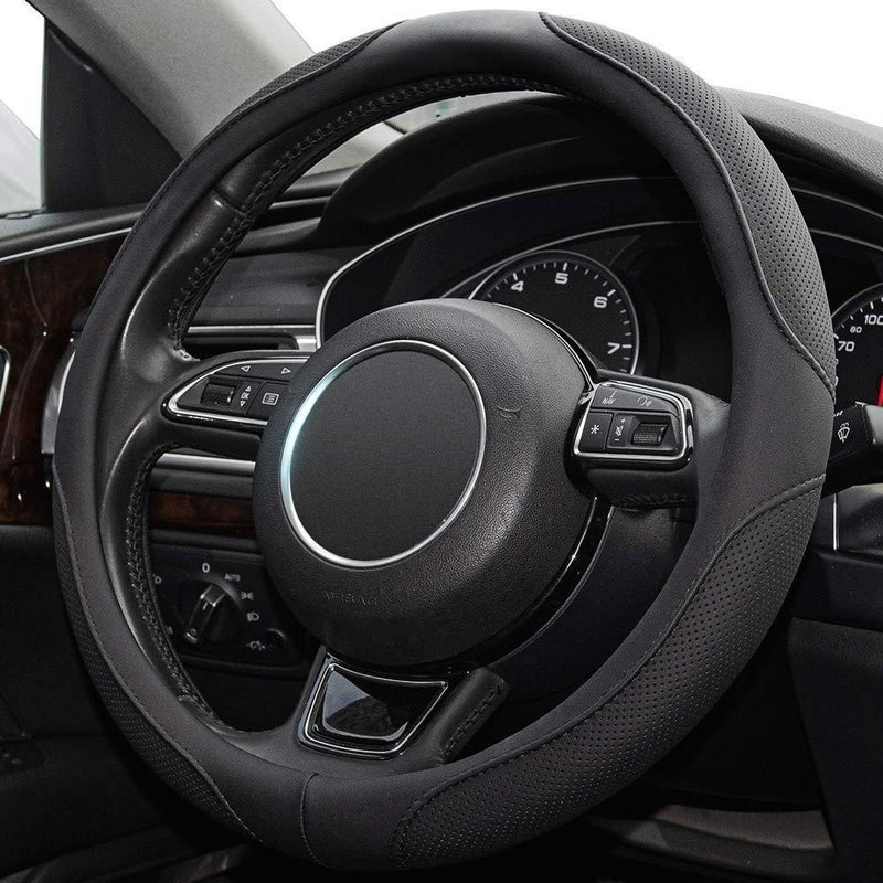 Microfiber Steering Wheel Cover 14.5-15 inch Anti-slip Breathable Odorless Universal - Image 2