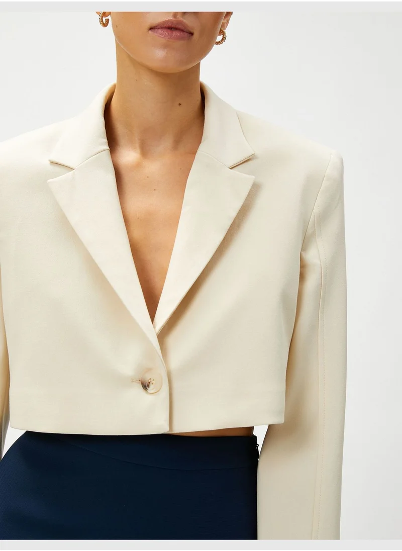 KOTON One Button Crop Blazer Jacket