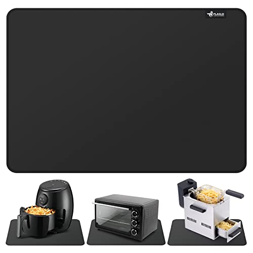 FLASLD Heat Resistant Mat for Air Fryer Site on, Fireproof Silicone Mats for Kitchen Counter, Countertop Protector, No-slip and Waterproof (12"X18", Black) - Image 1