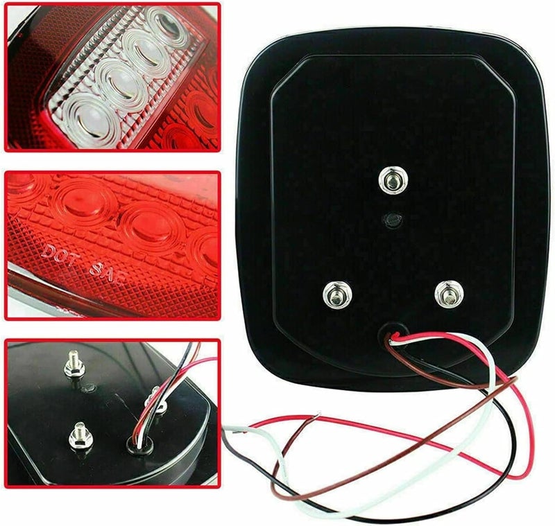 Yitoking 16 LED Universal Tail Lights, 12V Stop Tail Turn Signal Backup Reverse Brake Clearance Marker Lights for Trailer Truck RV Caravan Jeep Wrangler YJ TJ CJ, Red/White Trailer Light LED Kit(Pack of 4) - Image 3