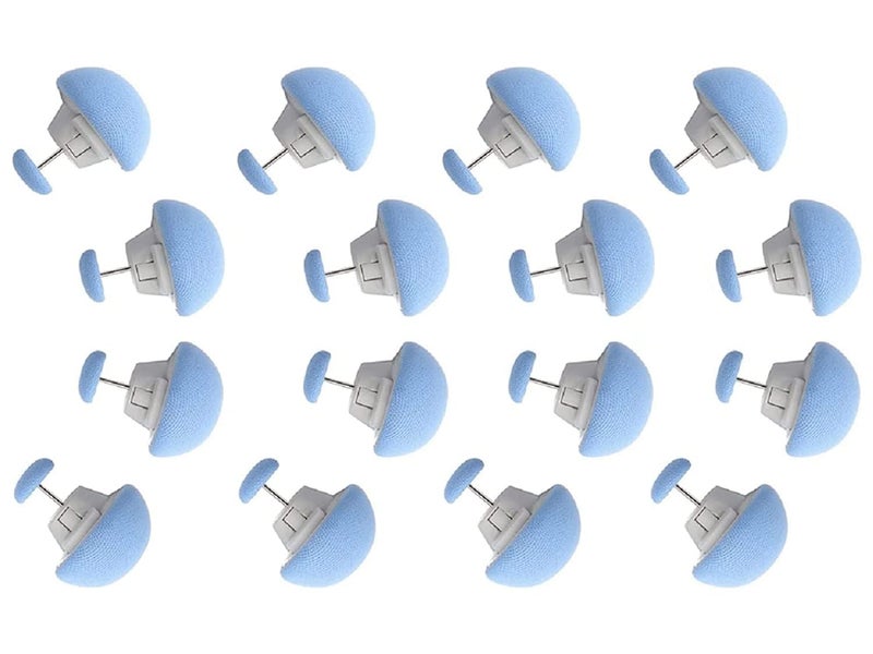 SHFTI - Mushroom Quilt Fixing Clips - Duvet Cover Holder with Buttons - Non-Slip Blanket Pins - Durable Cotton Design - Easy Install & Remove - for Quilts, Sheets, Curtains, Towels, 16 Pack (Blue) - Image 1