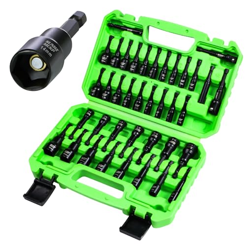 SUNHZ MCKP SUNHZMCKP 39Pcs Magnetic Nut Driver Set for Impact Drill, Metric & SAE Impact Hex Nut Driver Drill Bit Master Kit, Impact Driver Bit Set with 1/4" Hex Shank, Quick-release Bit Holder, with Toolbox - Image 1