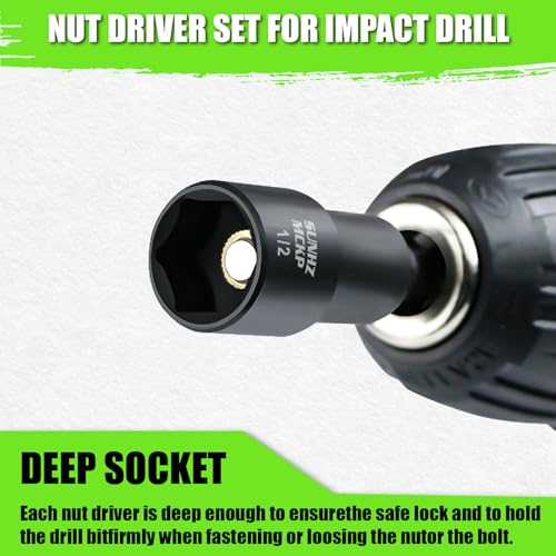SUNHZ MCKP SUNHZMCKP 39Pcs Magnetic Nut Driver Set for Impact Drill, Metric & SAE Impact Hex Nut Driver Drill Bit Master Kit, Impact Driver Bit Set with 1/4" Hex Shank, Quick-release Bit Holder, with Toolbox - Image 5