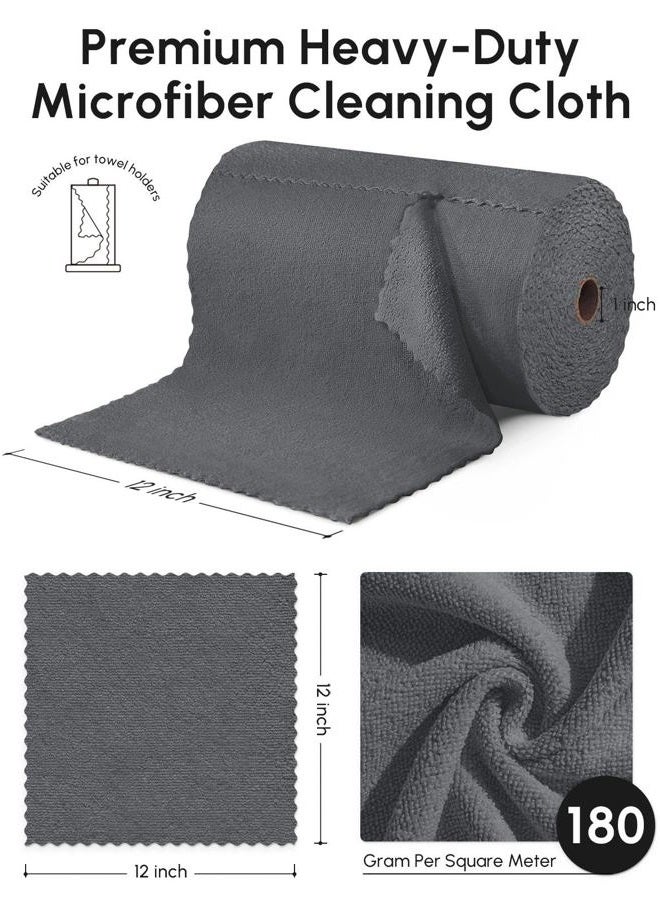 SOOWASH Microfiber Cleaning Cloths Roll, 75 Pack Tear Away Microfiber Towels Roll, 12" x 12" Lint Free Rags, Reusable Cleaning Cloths, Washable, Scratch Free,Ultra Absorbent Dish Rags(Dark Grey) - Image 3