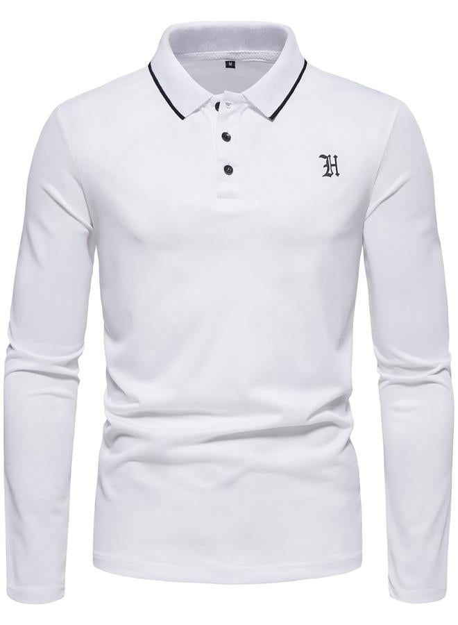 Take Two Men White Long Sleeve Polo Shirt - Image 2
