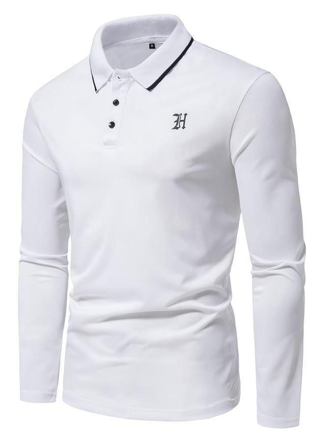 Take Two Men White Long Sleeve Polo Shirt - Image 3