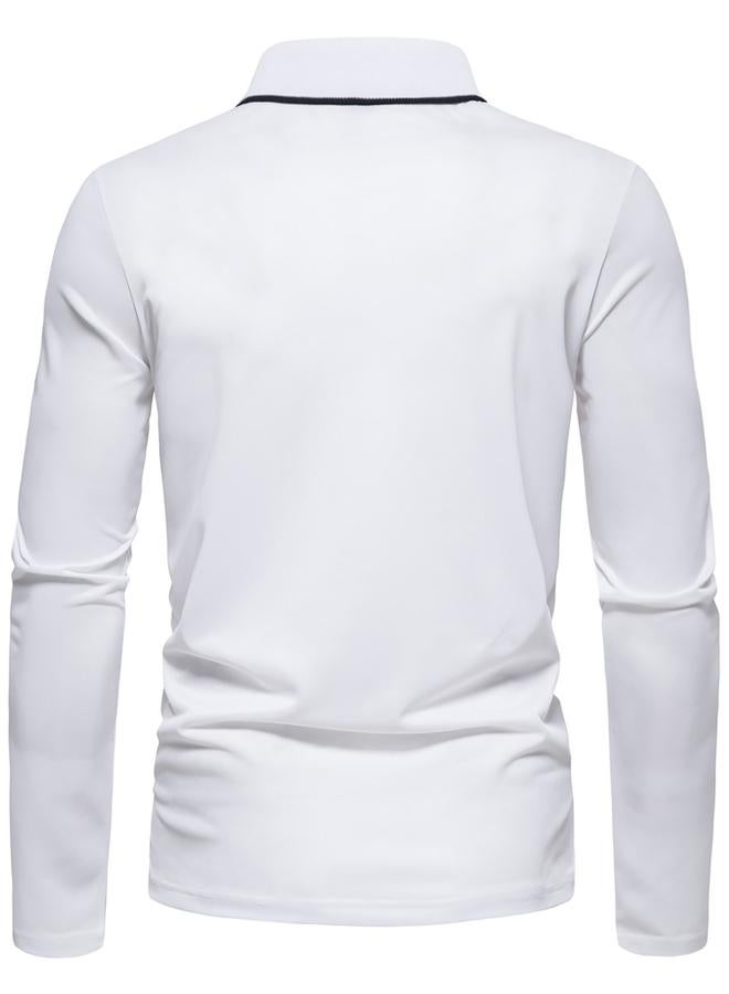 Take Two Men White Long Sleeve Polo Shirt - Image 4