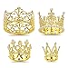 Coidea 4 PCS Crown Cake Topper Gold Mini Crown Flower Arrangements Bouquet Crystal Pearl Vintage Tiara Small Baby Princess Crown for Birthday Wedding Party Baby Shower Decor Boys and Girls - Image 3