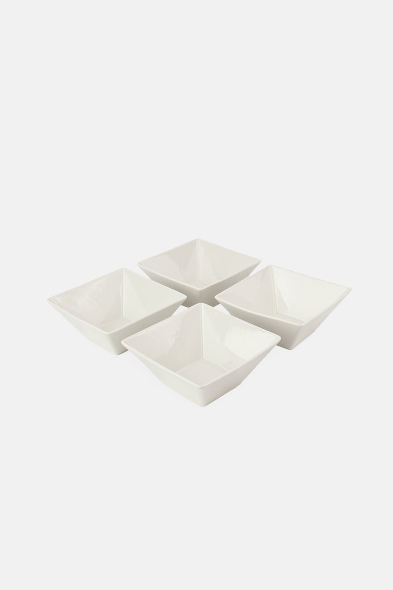 BIA Cordon Bleu 4 Pcs Plain Porcelain Square Bowl Set 591 ml, White - Image 1