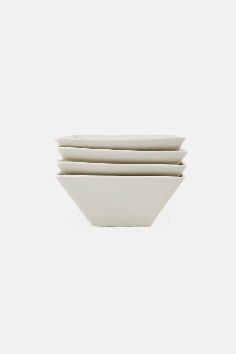 BIA Cordon Bleu 4 Pcs Plain Porcelain Square Bowl Set 591 ml, White - Image 2