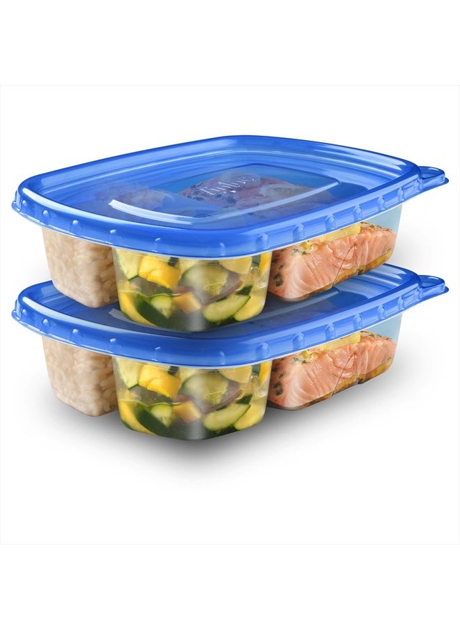Ziploc Food Storage Meal Prep Containers Reusable for Kitchen Organization, Smart Snap Technology, Dishwasher Safe, Divided Rectangle, 2 Count  - Image 1