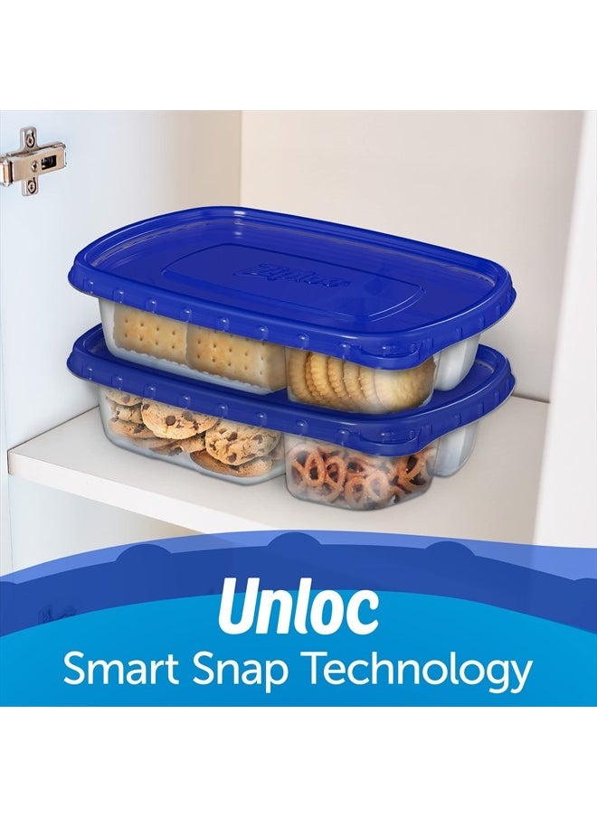 Ziploc Food Storage Meal Prep Containers Reusable for Kitchen Organization, Smart Snap Technology, Dishwasher Safe, Divided Rectangle, 2 Count  - Image 3