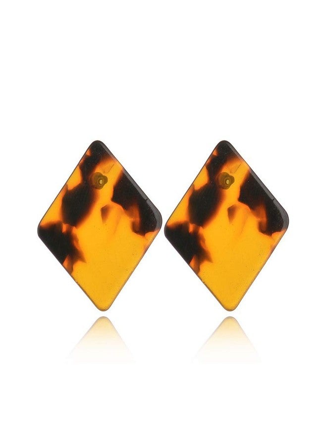 HUNO Acrylic Stud Earrings Leopard Textured Square Tortoise Marble Resin Round Circle Earrings for Women - Image 4