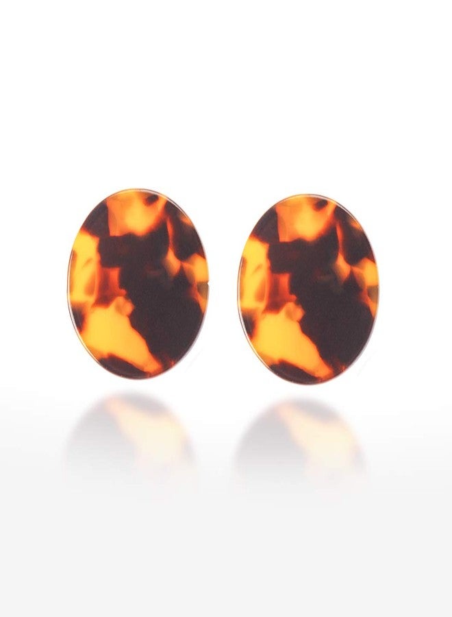 HUNO Acrylic Stud Earrings Leopard Textured Square Tortoise Marble Resin Round Circle Earrings for Women - Image 2
